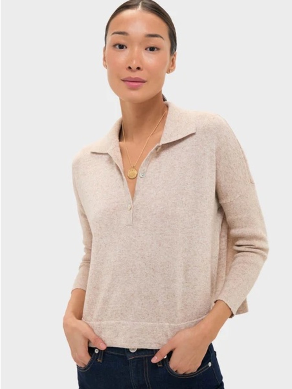 TUCKERNUCK Tan Clayton Long Sleeve Knit Polo